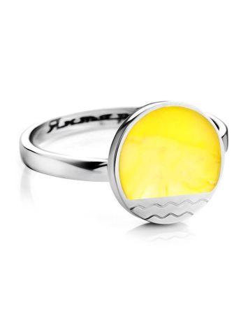 Sterling Silver Ring With Flat Cut Amber The Monaco, Ring Size: 5.5 / 16, image , picture 3