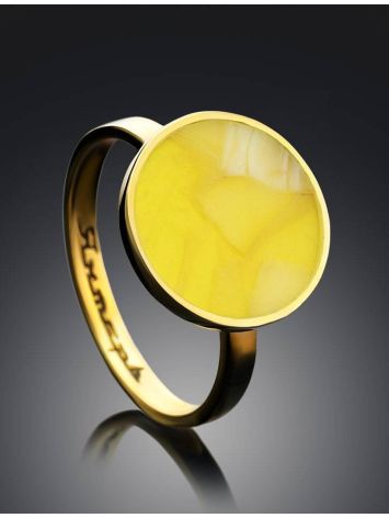 Minimalistic Amber Ring In Gold-Plated Silver The Monaco, Ring Size: 5.5 / 16, image , picture 2