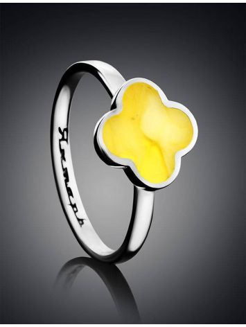 Alhambra Silver Ring With Butterscotch Amber The Monaco, Ring Size: 8 / 18, image , picture 2