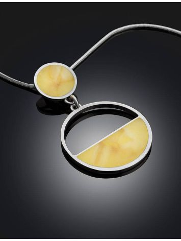 Flat Amber Pendant In Sterling Silver The Monaco, image , picture 2