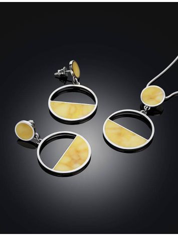 Flat Amber Pendant In Sterling Silver The Monaco, image , picture 6