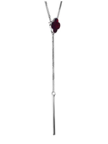 Chain Silver Necklace With Clover Shaped Amber The Monaco, Length: 60, image , picture 7