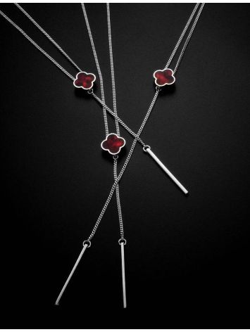 Chain Silver Necklace With Clover Shaped Amber The Monaco, Length: 60, image , picture 6