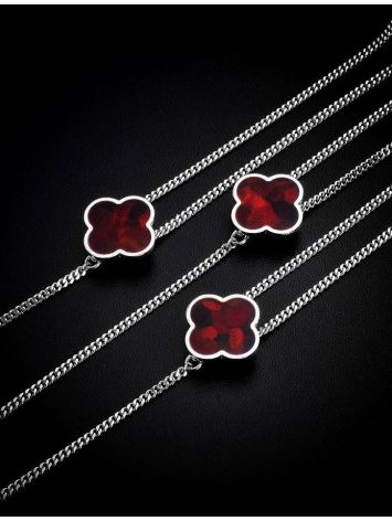 Chain Silver Necklace With Clover Shaped Amber The Monaco, Length: 60, image , picture 2