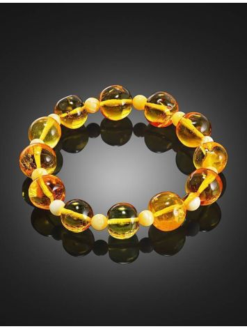 Amber Ball Beaded Stretch Bracelet, image , picture 2