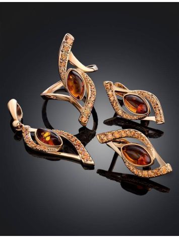 Amber Pendant In Gold With Crystals The Raphael, image , picture 4