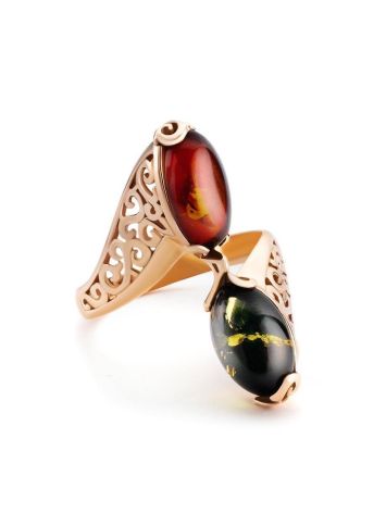 Multicolor Amber Ring In Gold-Plated Silver The Casablanca, Ring Size: 11.5 / 21, image , picture 3