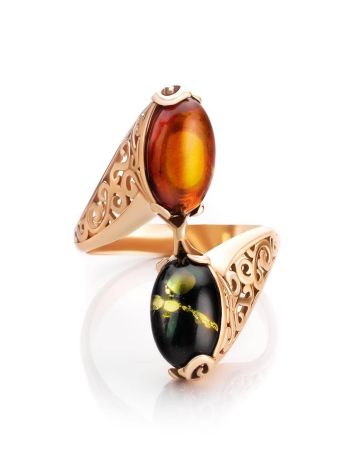 Multicolor Amber Ring In Gold-Plated Silver The Casablanca, Ring Size: 11.5 / 21, image , picture 4