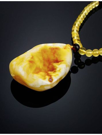 White Amber Pendant Necklace The Rhapsody, image , picture 2