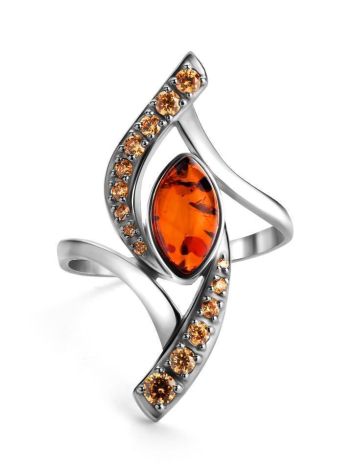 Amber Ring In Sterling Silver With Champagne Crystals The Raphael, Ring Size: 12 / 21.5, image , picture 5