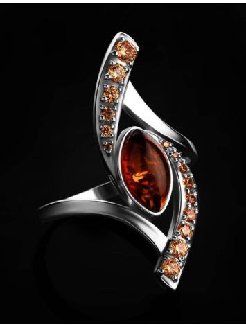 Amber Ring In Sterling Silver With Champagne Crystals The Raphael, Ring Size: 13 / 22, image , picture 3