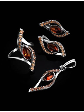 Amber Ring In Sterling Silver With Champagne Crystals The Raphael, Ring Size: 12 / 21.5, image , picture 6