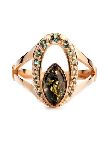 Amber Ring With Green Crystals In Gold The Raphael, Ring Size: 6.5 / 17, image , picture 4