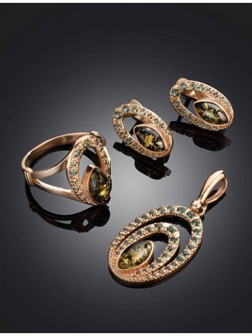 Amber Ring With Green Crystals In Gold The Raphael, Ring Size: 6.5 / 17, image , picture 5