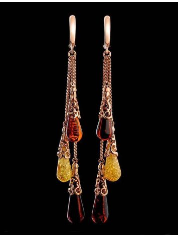 Multicolor Amber Earrings In Gold-Plated Silver The Casablanca, image , picture 2