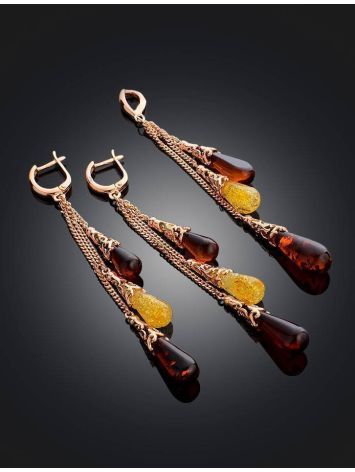 Multicolor Amber Earrings In Gold-Plated Silver The Casablanca, image , picture 4