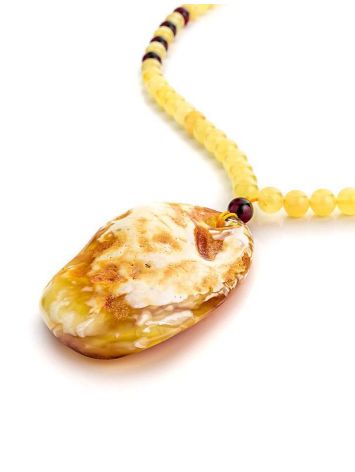 White Amber Pendant Necklace The Rhapsody, image , picture 4