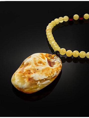 White Amber Pendant Necklace The Rhapsody, image , picture 2