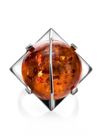 Adjustable Amber Ring In Sterling Silver Ring The Saturn, Ring Size: Adjustable, image , picture 4