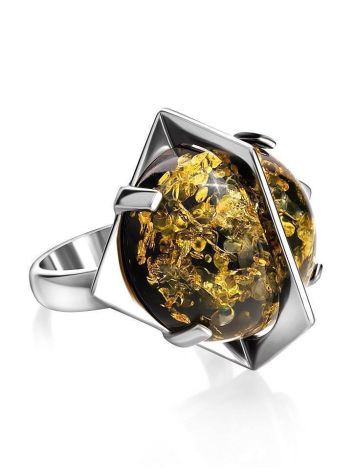 One Size Amber Ring In Sterling Silver The Saturn, Ring Size: Adjustable, image , picture 3