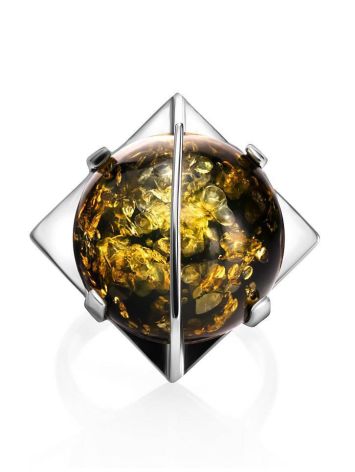 One Size Amber Ring In Sterling Silver The Saturn, Ring Size: Adjustable, image , picture 4