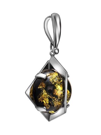 Square Amber Pendant In Sterling Silver The Saturn, image , picture 3