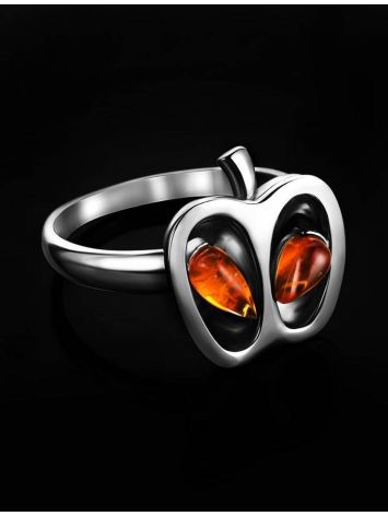 Cute Cognac Amber Apple Ring In Sterling Silver The Confiture, Ring Size: 11 / 20.5, image , picture 2