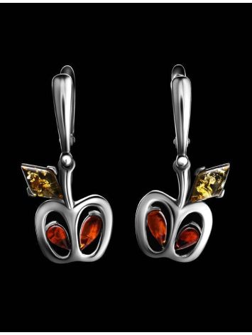 Pretty Cognac Amber Drop Apple Earrings In Sterling Silver The Confiture, image , picture 2