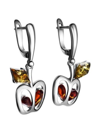 Pretty Cognac Amber Drop Apple Earrings In Sterling Silver The Confiture, image , picture 4