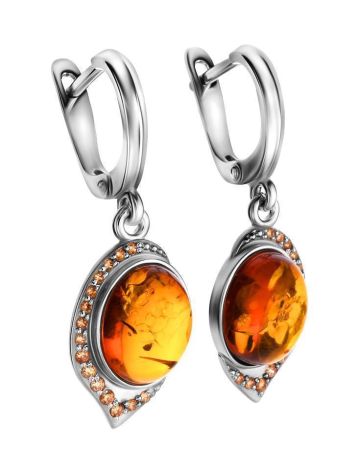 Amber Earrings In Sterling Silver With Champagne Crystals The Raphael, image , picture 3