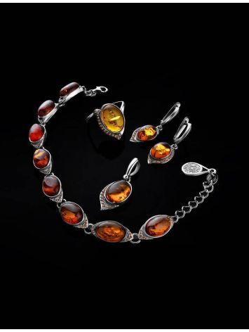 Cocktail Amber Ring In Sterling Silver With Crystals The Raphael, Ring Size: 7 / 17.5, image , picture 5