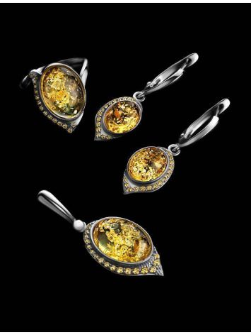 Cocktail Amber Ring In Sterling Silver With Crystals The Raphael, Ring Size: 12 / 21.5, image , picture 6