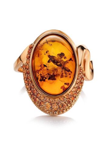 Golden Amber Ring With Champagne Crystals The Raphael, Ring Size: 8 / 18, image , picture 3