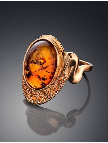 Golden Amber Ring With Champagne Crystals The Raphael, Ring Size: 8 / 18, image , picture 2