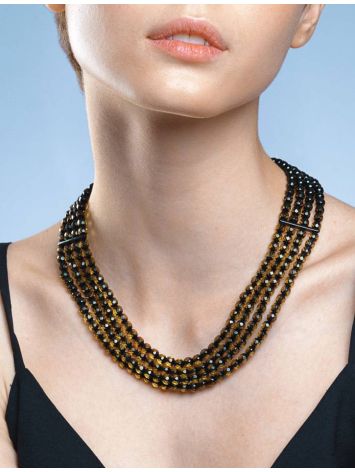 Shimmering Faceted Green Amber Beaded Necklace, image , picture 2