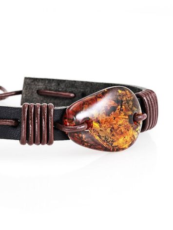 Leather Tie Bracelet With Lemon Amber The Copacabana, image , picture 4
