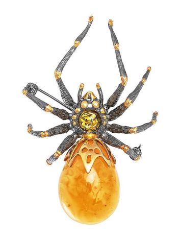Gold Plated Brooch With Honey Amber The Spider, image , picture 3
