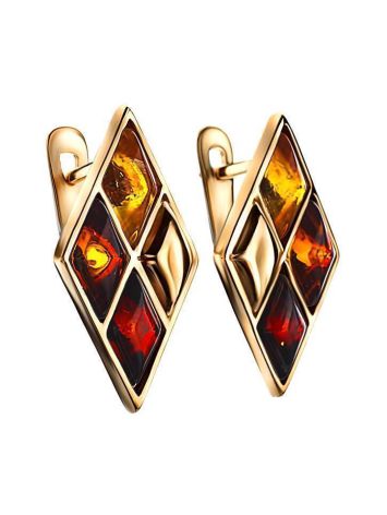 Gold-Plated Earrings With Multicolor Amber The Colombina, image , picture 3