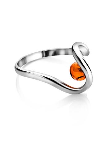 Sterling Silver Ring With Cognac Amber The Leia, Ring Size: 6.5 / 17, image , picture 4