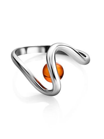 Sterling Silver Ring With Cognac Amber The Leia, Ring Size: 6.5 / 17, image , picture 3
