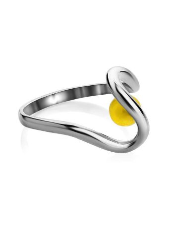 Sterling Silver Ring With Honey Amber The Leia, Ring Size: 9 / 19, image , picture 3