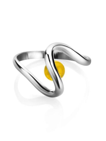 Sterling Silver Ring With Honey Amber The Leia, Ring Size: 9 / 19, image , picture 4