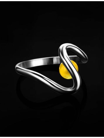 Sterling Silver Ring With Honey Amber The Leia, Ring Size: 9 / 19, image , picture 2