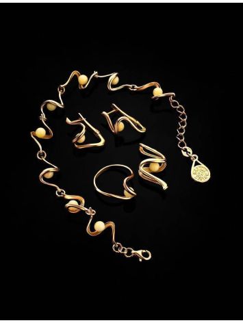 Gold-Plated Pendant With Honey Amber The Leia, image , picture 5