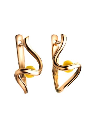 Honey Amber Earrings In Gold The Leia, image , picture 4