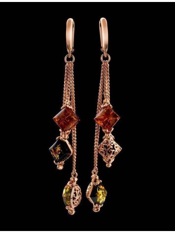 Chain Amber Earrings In Gold-Plated Silver The Casablanca, image , picture 3