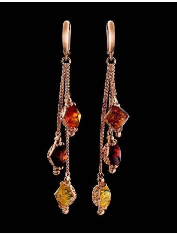 Dangle Amber Earrings In Gold-Plated Silver The Casablanca, image , picture 2