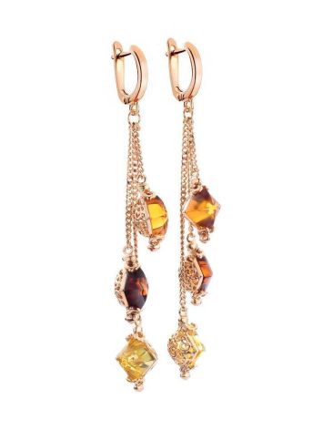 Dangle Amber Earrings In Gold-Plated Silver The Casablanca, image , picture 3