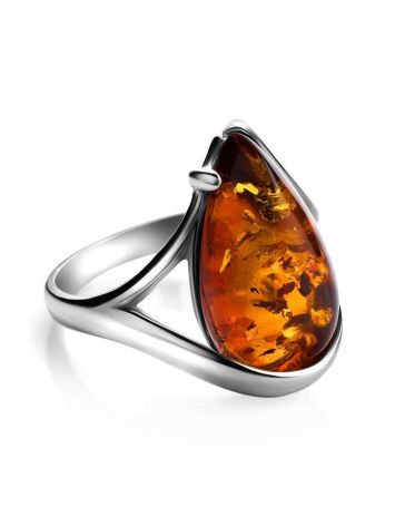 Romantic Silver Ring With Cognac Amber The Gioconda, Ring Size: 5.5 / 16, image , picture 3
