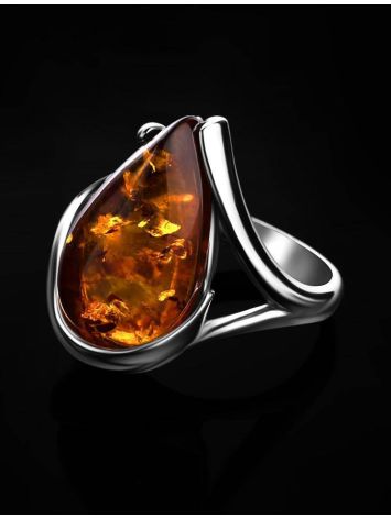 Romantic Silver Ring With Cognac Amber The Gioconda, Ring Size: 6.5 / 17, image , picture 2